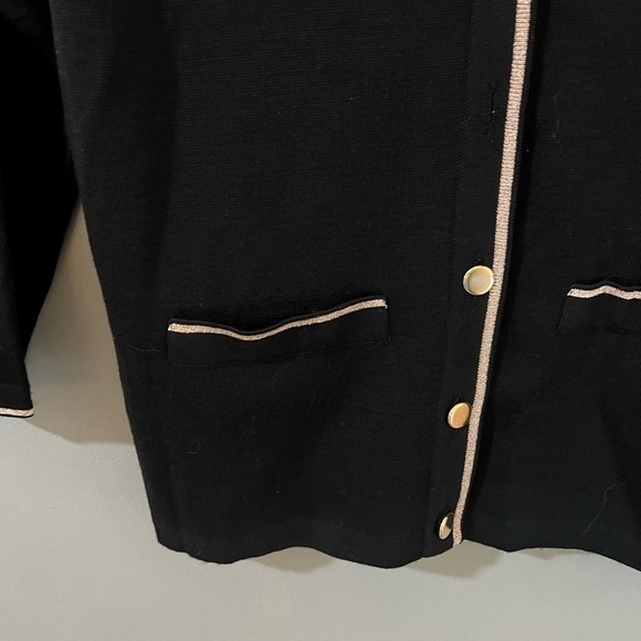 Vintage Talbots Black Wool Cardigan Sweater
Gold Trim Sz small Made in Italy - Picture 3 of 6